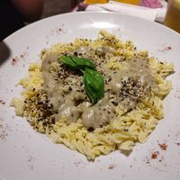 Pasta with eggplant sauce at RasLok in Buenos Aires