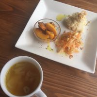 Soup and starter, lunch special at Veg Out in Kyoto