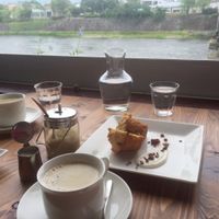 Best muffins in Kyoto, great river view at Veg Out in Kyoto