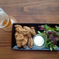 fried soy meat  at Veg Out in Kyoto