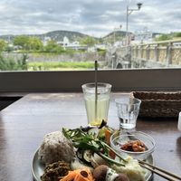 the view and the food  at Veg Out in Kyoto