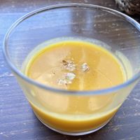 Cold pumpkin soup  at Veg Out in Kyoto