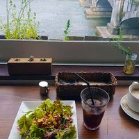 Taco rice and iced coffee at Veg Out in Kyoto