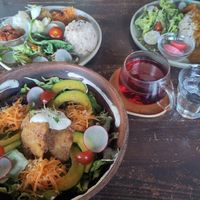 Three different dishes: Plate, Curry and Bowl at Veg Out in Kyoto