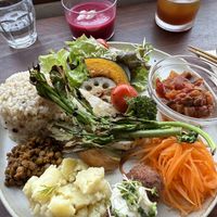 Veg Out Platter with Beetroot purée   at Veg Out in Kyoto