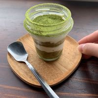 matcha tiramisu  at Veg Out in Kyoto
