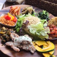 Sampler plate at lunch at Veg Out in Kyoto