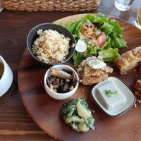 Lunch with miso soup at Veg Out in Kyoto