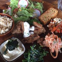 The lunch plate at Veg Out in Kyoto