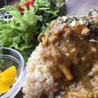 Curry never looks so good but the taste of this one was so balanced and filled with great little surprises like mushrooms!  at Veg Out in Kyoto