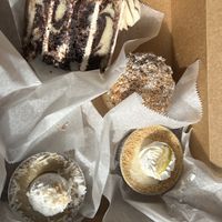 Mini coconut cream & key lime pies, coffee cake muffin, marble cake  at Valhalla Bakery in Orlando