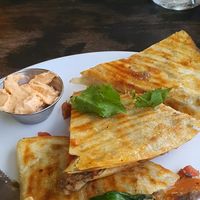 The sextant quesedillas and the sushi burrito at the back at VegetaBowl in Koh Tao