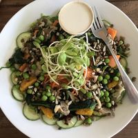 Power bowl on lettuce + rice at VegetaBowl in Koh Tao