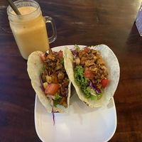 BBQ pulled jackfruit taco and tropical tango shake  at VegetaBowl in Koh Tao