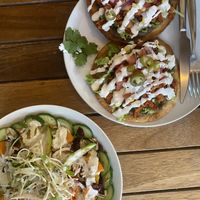 Sweet and sour bowl and sriram tostadas   at VegetaBowl in Koh Tao