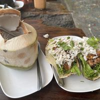Jackfruit tacos and young coconut drink  at VegetaBowl in Koh Tao