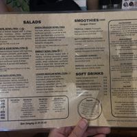 Menu  at VegetaBowl in Koh Tao