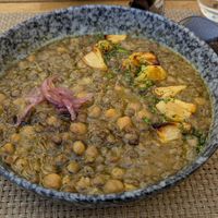 Lentil dal with chickpeas and grilled pineapple at Velicious in Strasbourg