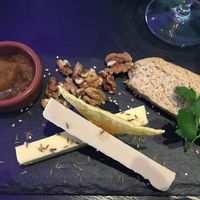 Vegan cheese plate, best ever, w/ crispy baked cheese slice... nomnom at Velicious in Strasbourg
