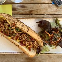 Vegan hotdog at Velicious in Strasbourg