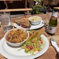 Amazing 100% vegan place! The staff was extremely helpful, patient, the garden patio was so quaint, and the food was DELICIOUS! Chili Mac, village tacos, BLTA and potato salad   at The Tin Thistle Garden Cafe in North Bend