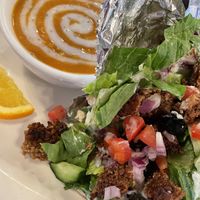 Gyro pita, lentil soup, best I’ve had   at The Tin Thistle Garden Cafe in North Bend
