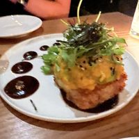 Avocado served with crispy rice and miso. Must order!!  at Avant Garden in New York City