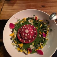 Trumpet mushroom raviolo at Avant Garden in New York City