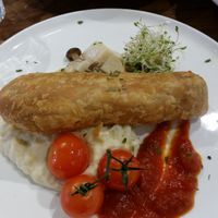 Vegetarian sausage in pastry and mash at OVOCafe - Central in Hong Kong Island