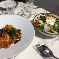 Tom Yum style pasta, salad at OVOCafe - Central in Hong Kong Island
