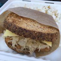 Vegan tempeh Rueben with chao vegan cheese at Real Raw Organics in Ocean City