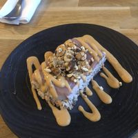 apricot cheesecake, €7, nice but definitely on the more healthy side of desserts, not necessarily “indulgent”  at Vegan Gorilla in Nice