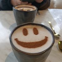 Gingerbread latte (front) and cappuccino (back) at Serotonin Eatery in Burnley