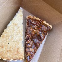 Pecan Pie and Coconut Pie togo yum V GF at Annapurna's World Vegetarian Cafe - UNM in Albuquerque