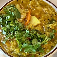 Kitchari topped with cilantro   at Annapurna's World Vegetarian Cafe - UNM in Albuquerque
