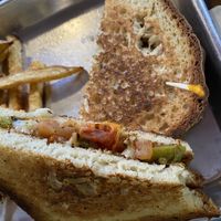 Grilled cheese (feta and Mozzarella) green chilies no onions on gluten free bread   at Annapurna's World Vegetarian Cafe - UNM in Albuquerque