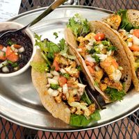 cauliflower tacos (vegan) - these are FIRE at Annapurna's World Vegetarian Cafe - UNM in Albuquerque