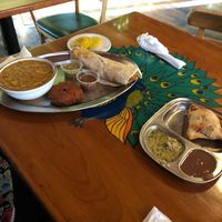 South Indian Sampler & Samosa yum at Annapurna's World Vegetarian Cafe - UNM in Albuquerque