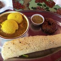 South Indian sampler  at Annapurna's World Vegetarian Cafe - UNM in Albuquerque