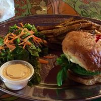 vegan veggie burger-if you like your food lightly seasoned or bland do not get- otherwise enjoy the spices! at Annapurna's World Vegetarian Cafe - UNM in Albuquerque