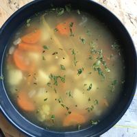 Chickpea soup. Doesn’t look much, but it’s delicious! at Mango Vegan Street Food - Powisle in Warsaw