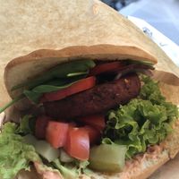 The beet burger. Delicious at Mango Vegan Street Food - Powisle in Warsaw