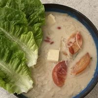Vegan fish head vermicelli soup. Flavorful. Also comes with fried mushrooms and eggplant, forgot to put it on the plate when I took the picture    at Idealite - Egate in Penang