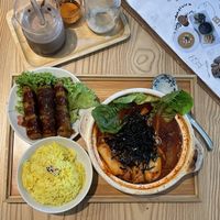 Kimchi jjigae rice and shroomy fingers  at Brown Poodle in Penang