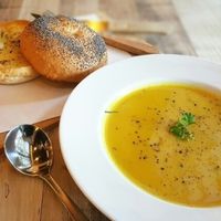 Bagel with Vegan Creamy Soup  at Brown Poodle in Penang