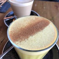 Turmeric Latte and coffee latte  at V Series in Kew