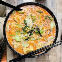 Laksa made vegan   at Vegeme in South Brisbane