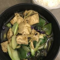 Bean curd wallet & veggies  at Vegeme in South Brisbane