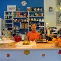 Lola in her wonderful restaurant at El Karmem in Malaga