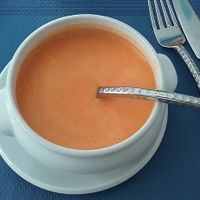 Delicious freshly made gazpacho for 5,00€€ at El Karmem in Malaga